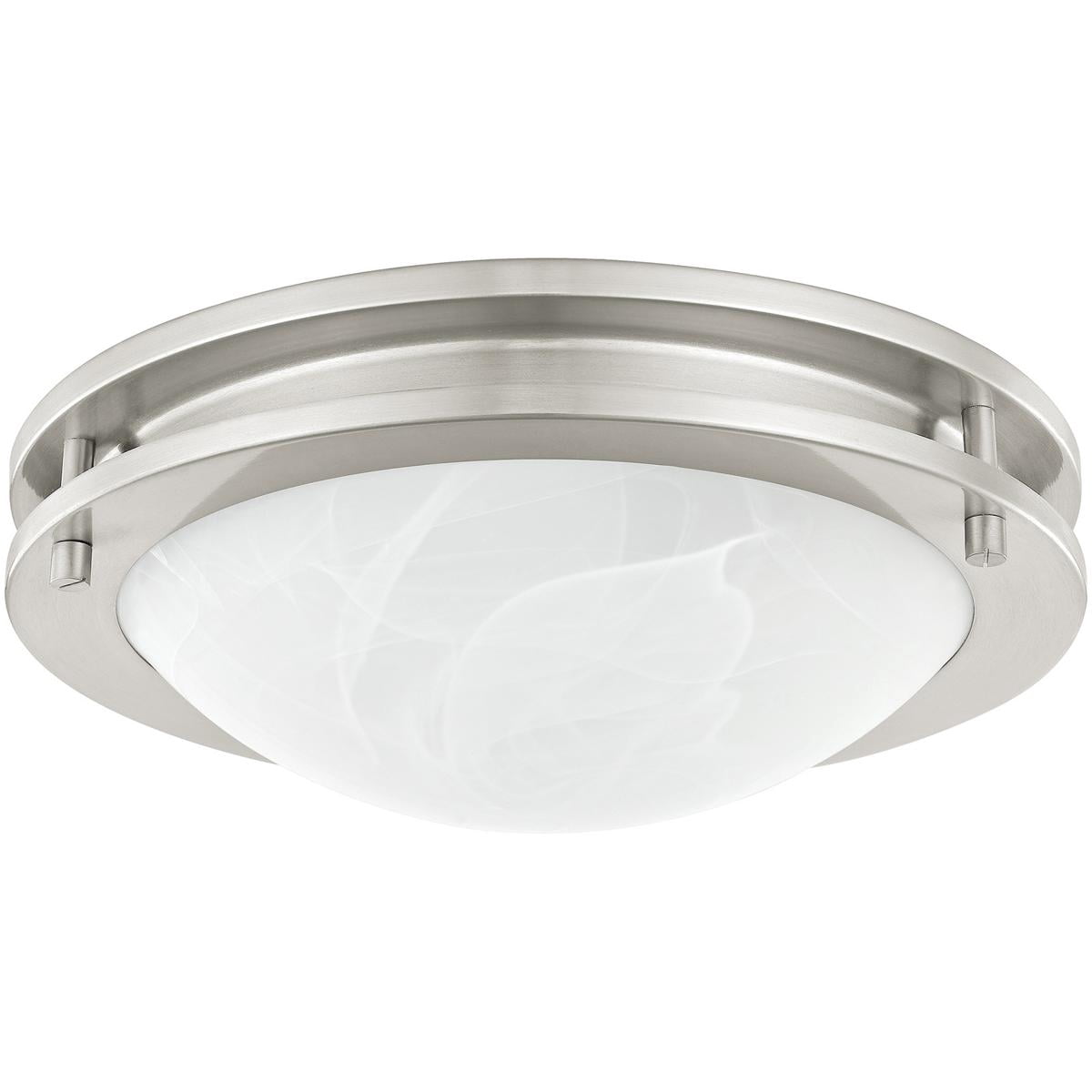 2 Light Brushed Nickel Ceiling Light fixture with White Alabaster Glass Shade