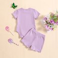 thumbnail image 4 of Tkrady Baby Outfits for Girl Summer Casual Crewneck Short Sleeve Solid Tops and Shorts Set, Sizes 0-18 Months, 4 of 7