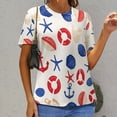 thumbnail image 3 of Nautical Starfish Shells Lifebuoys T Shirts Basic T-Shirt Short Sleeve Ladies Tee Shirt Summer Graphic Clothing, 3 of 7