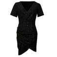 thumbnail image 3 of IROINNID Cocktail Dress for Women Homecoming Party Holiday V-neck Short Sleeve Sparkly Sequin Slim Elegant Party Sheath Dress Cocktail Dress,Black, 3 of 7
