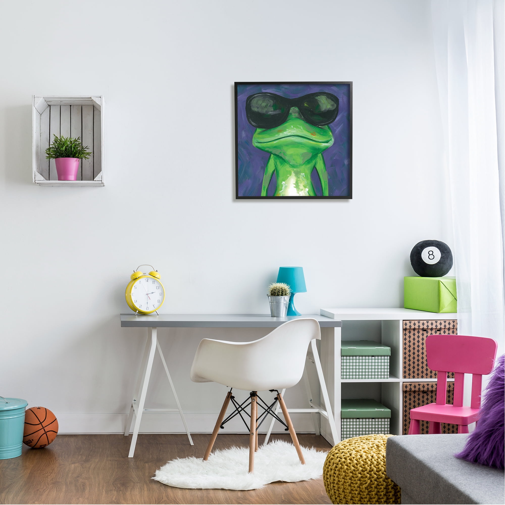 Stupell Industries Frog Wearing Sunglasses Painting Animals & Insects Painting Black Framed Art Print Wall Art