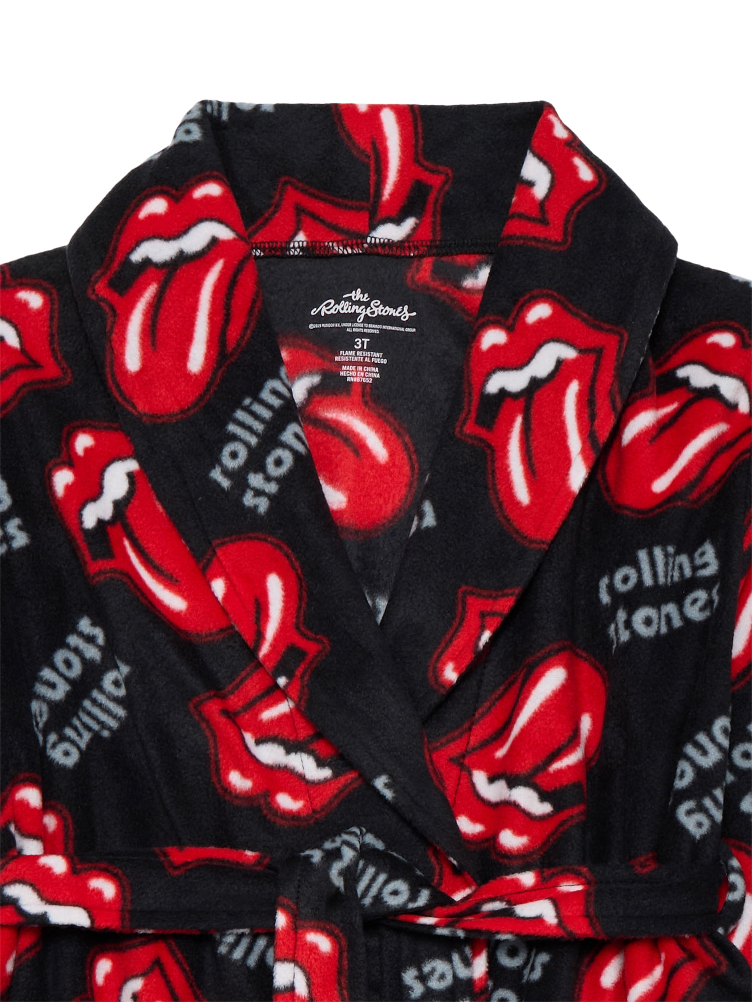 Rolling Stones Toddler Boys or Girls Fleece Bathrobe Pajamas, Sizes 2T-5T
