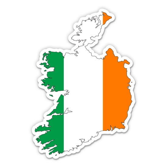Ireland Flag Irish Country Shape - 3" Vinyl Sticker - For Car Laptop Water Bottle Phone - Waterproof Decal