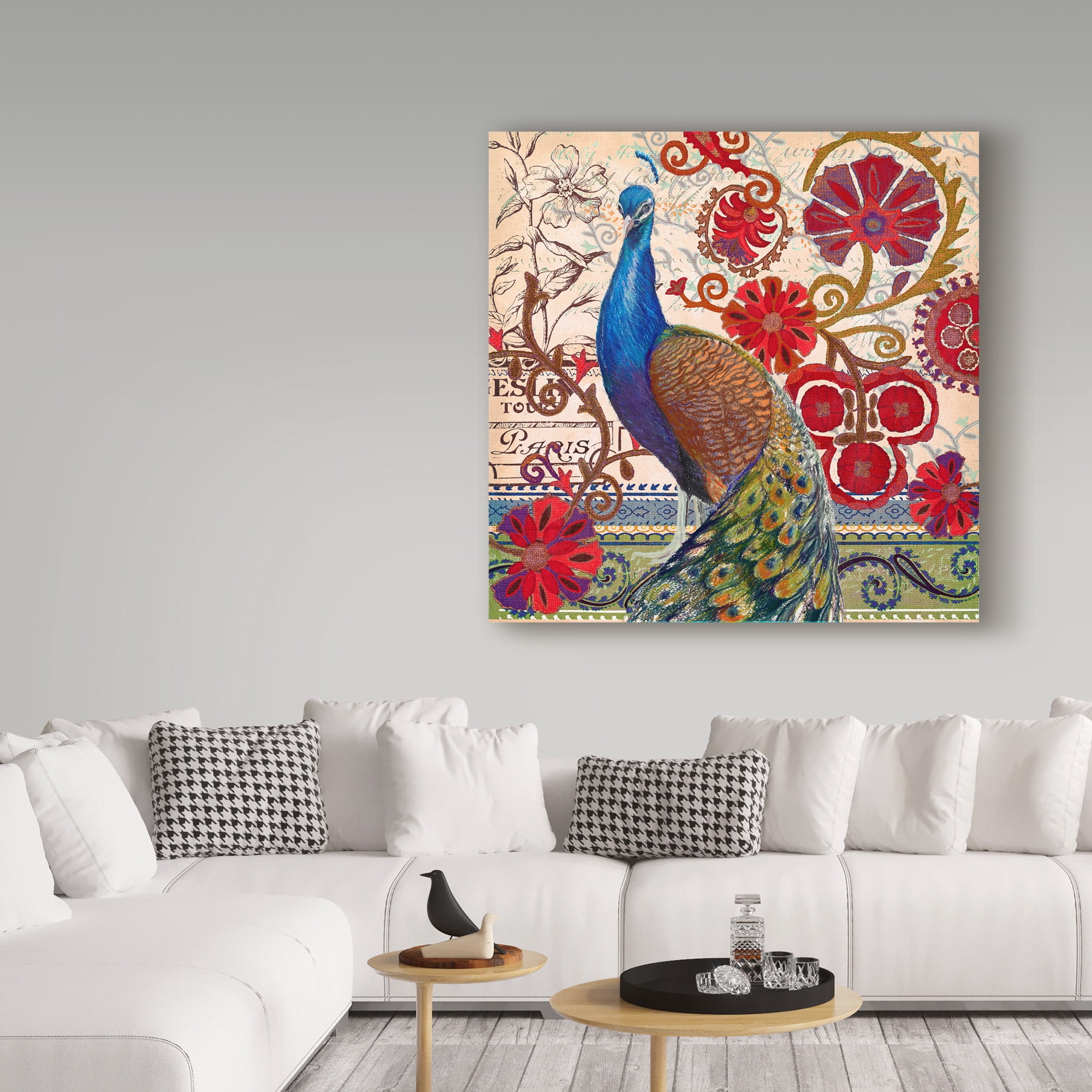 Trademark Fine Art 'Peacock Decor Red' Canvas Art by Art Licensing Studio