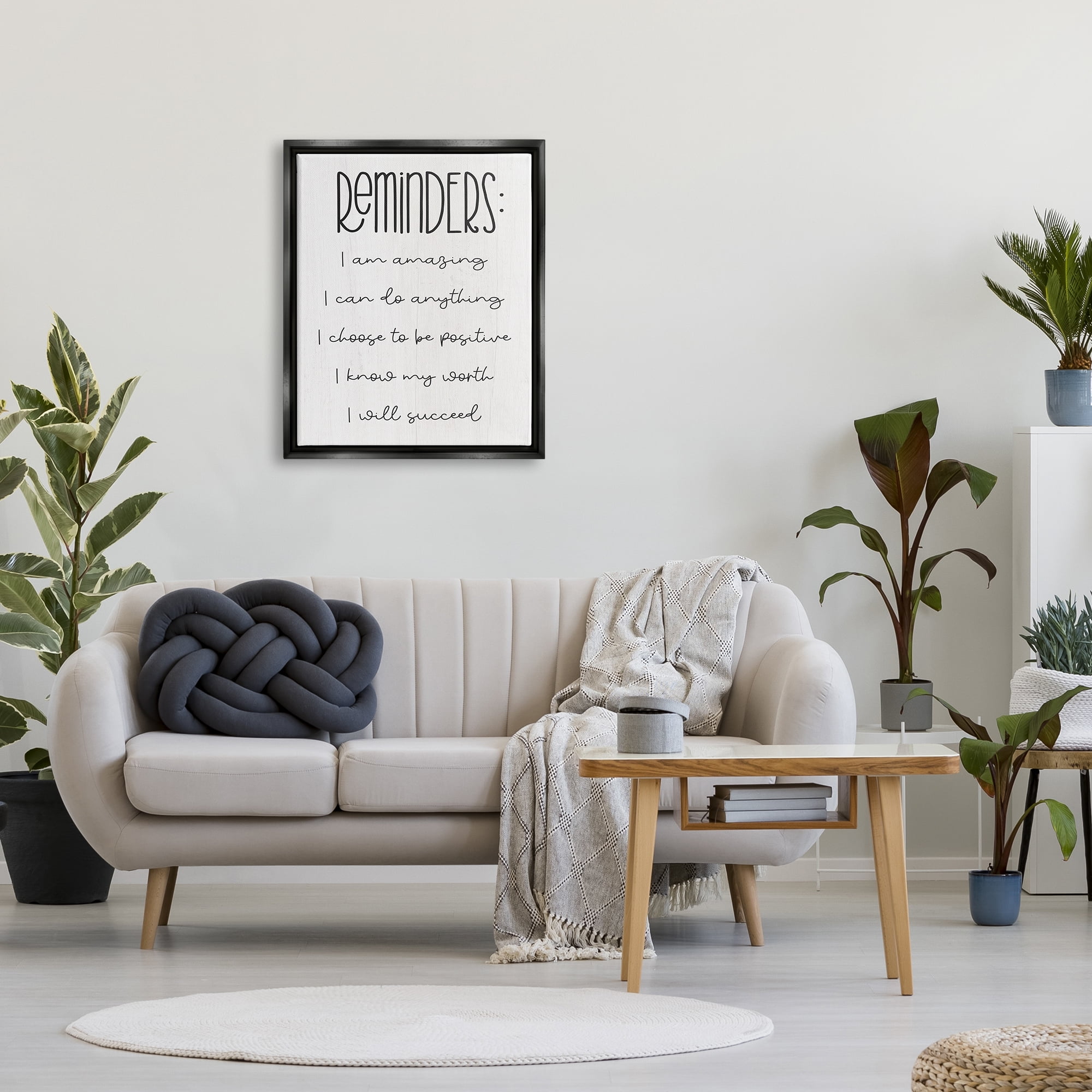 Stupell Positive Self Care Affirmation Reminders Inspirational Painting Black Floater Framed Art Print Wall Art