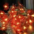 thumbnail image 2 of Pack Fall Maple Leaf Garland 40 LED Maple Leaves String Lights 7.9ft Fall Garland Decorations Lights Waterproof Maple Leaf String Lights 3AA Battery Operated for Party Thanksgiving Festival, 2 of 4