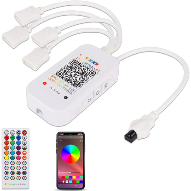 4-Port Bluetooth Controller,Wireless LED Strip Controller with 44 Keys IR Remote Control for RGB Band Smart Phone APP Control Smart Controller for iOS and Android Walmart.com