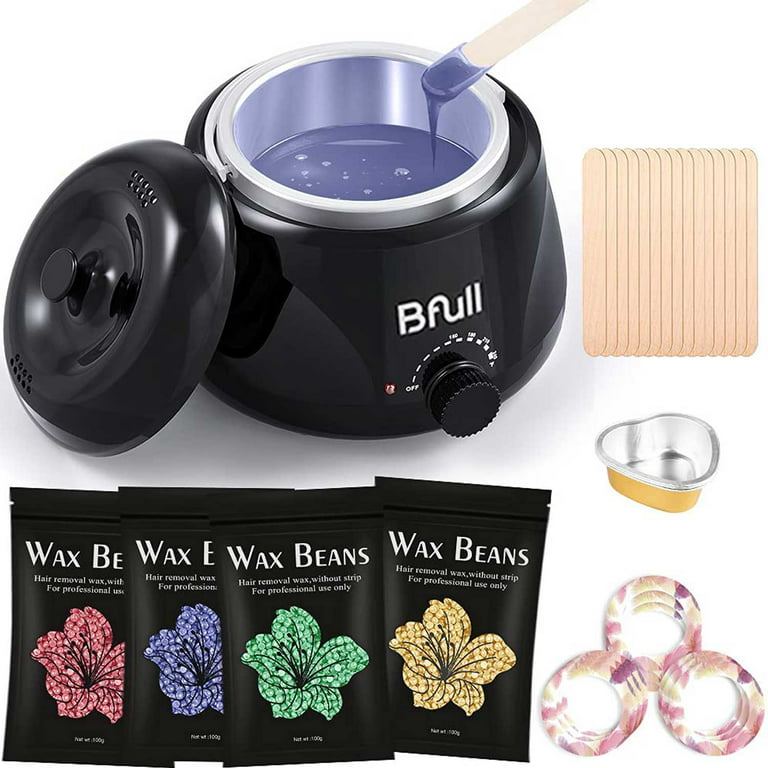 Bfull Portable Safety Constant Temperature Hair Removal Hot Wax Warmer Kit  W/ 400g Waxing Beans Wax Heater Machine Waxing Pot Kit Family Home Salon 
