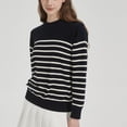 thumbnail image 4 of Women's Striped Sweater Crew Neck Long Sleeve Loose Fit Casual Pullover Top, 4 of 9