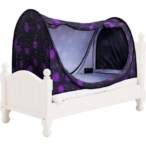 Pop-Up Bed Tent Twin Size, Indoor Privacy Canopy with 4 Doors & Mosquito Mesh – Breathable Sleeping Tent for Bedroom, Dorm, or Home Use, Easy Foldable Design