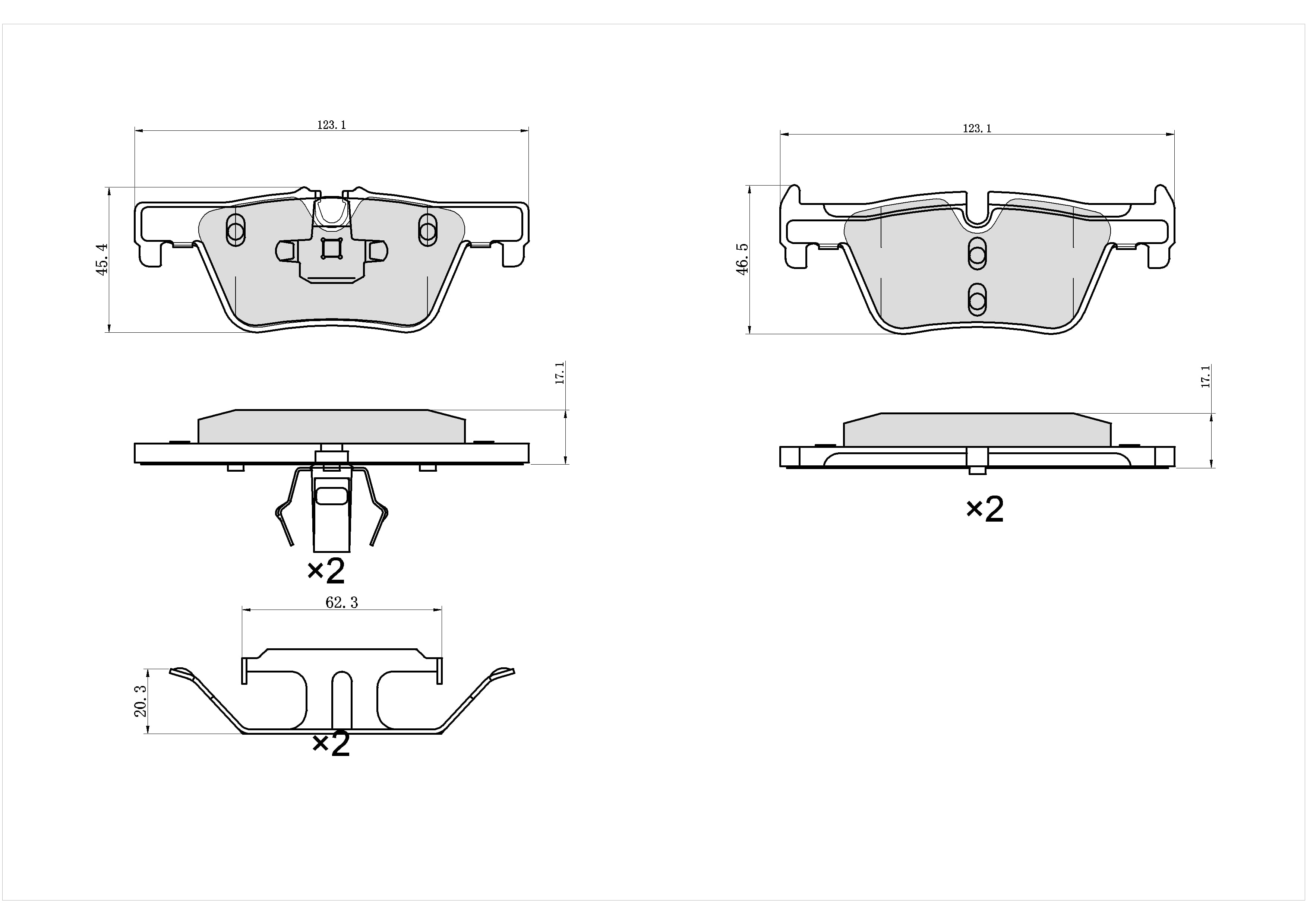 Winstop Brake Pad Set, Rear WS.1613.0.C, BMW 328i 2016-2012