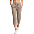 thumbnail image 4 of Drovellove Women's Plus Size Elastic Waist Drawstring Cropped Pants with Pockets – Casual Yoga & Gym Joggers, 4 of 6