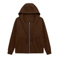 thumbnail image 5 of Womens Zip Up Hoodies Solid Color Long Sleeve Casual Sweatshirt Drawstring Waist Comfy Lightweight Sweatshirts with Pocket Fall Clothes, 5 of 7