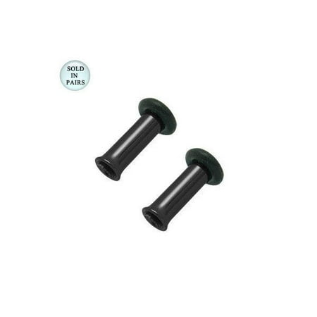 Flared Plugs - Black Anodized Titanium Single Flared Tunnel Eyelet Plugs with O-Ring - 8 Gauge