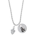 thumbnail image 1 of Delight Jewelry Silvertone Small Acorn with Crystals Silvertone Script Initial Disc - & - Charm Necklace, 20"+3", 1 of 4