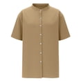 thumbnail image 5 of ibuvkizy Shirts for Men Summer Short Sleeve with Button Down Solid Color Casual Tops Khaki,XL, 5 of 7