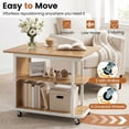 thumbnail image 2 of Giantex Sofa Side Table, Mobile End Table, Rolling Bedside Table w/Metal Frame, Natural, 2 of 6