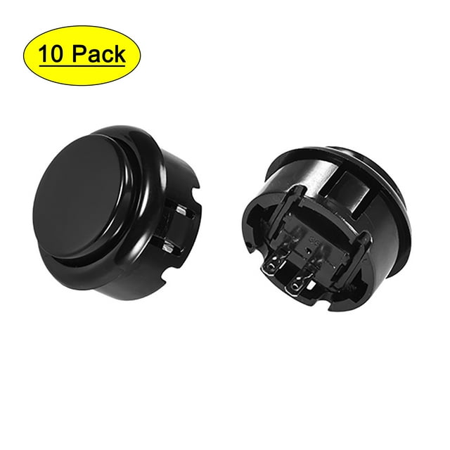 Interruptor de botón pulsador momentáneo de montaje de 30 mm para juegos de arcade, color negro, 10 piezas