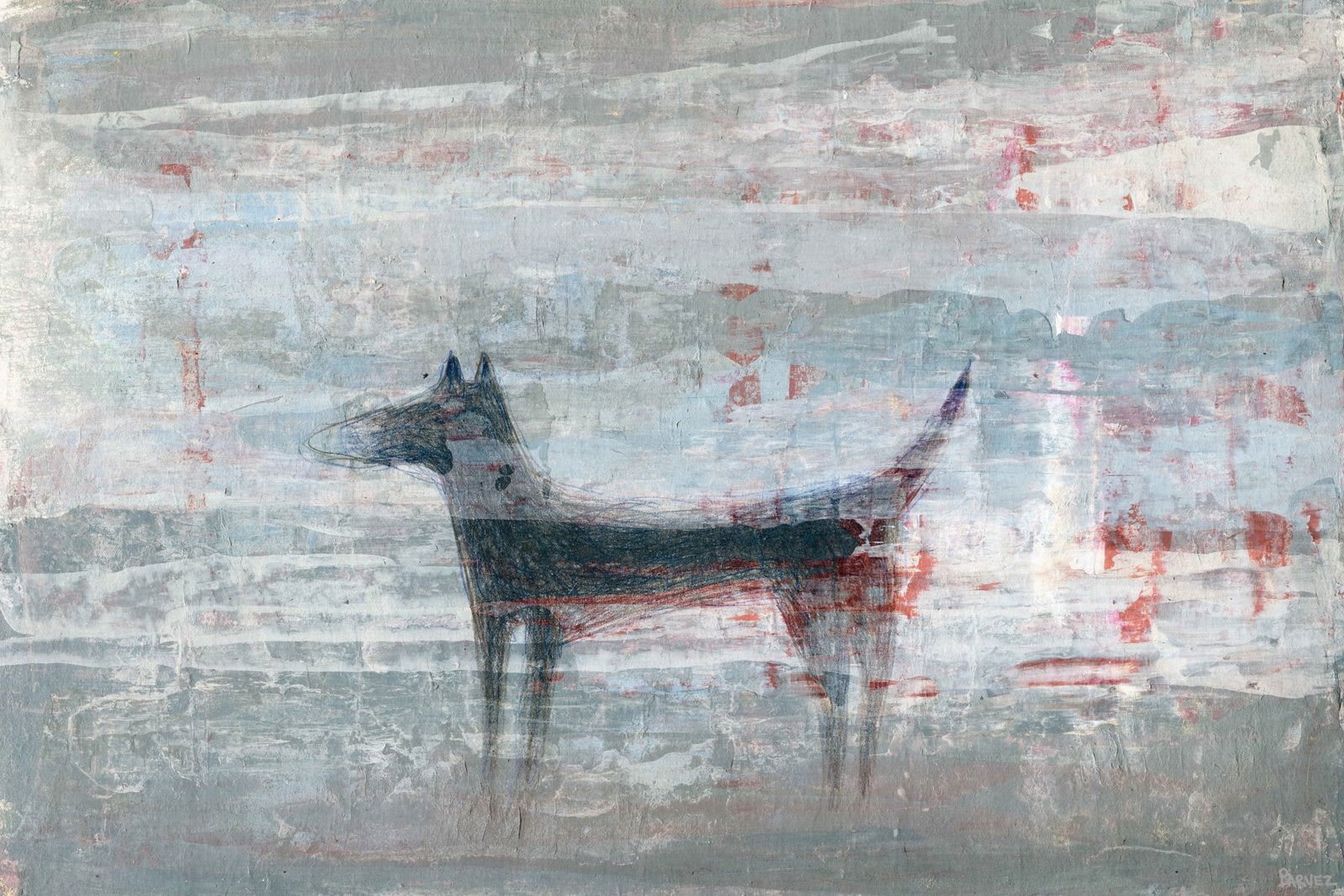 "Dark Dog" Painting Print on Wrapped Canvas