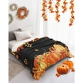 thumbnail image 4 of Fall Pumpkin Thanksgiving Fall Leaves Retro Black Flannel Blanket for Bed,Travel and Camping, Super Soft Cozy Blanket for All Seasons 40"x60", 4 of 6