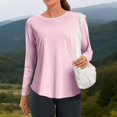 thumbnail image 6 of OIOLOYJM Women's Lightweight Long Sleeve T-Shirt Buttery Soft Loose Curved Hem Breathable Workout Yoga Tops Summer Basic Crewneck Athletic Running Shirts Pink L, 6 of 6