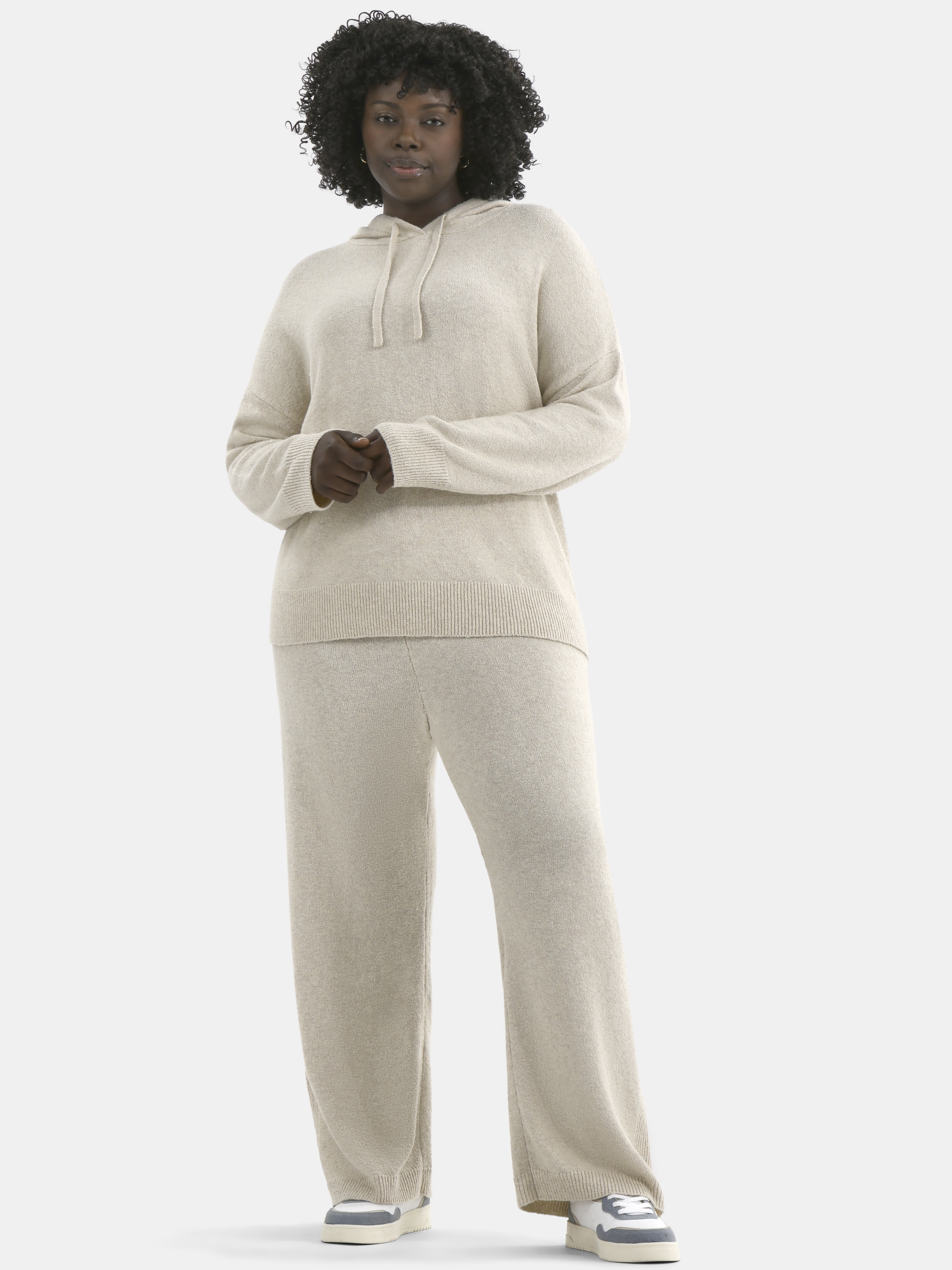 Time and Tru Women's and Women’s Plus Sweater Hoodie and Pants Set, Sizes XS-4X