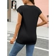 thumbnail image 5 of Womens Tops Casual Dressy Basic T Shirts Loose Fit Crewneck Cap Sleeve Tee Summer Outfits 2024, 5 of 6