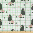 thumbnail image 2 of Ambesonne Cartoon Fabric by the Yard Microfiber, Poodle Dog Paws Hearts, 10 Yards, Dark Blue Grey and Pale Pink, 2 of 2