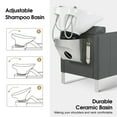 thumbnail image 2 of BarberPub Backwash Shampoo Ceramic Bowl and Chair Set, Adjustable Hair Wash Bowl Unit Station for Spa Beauty Salon, Faux Leather(Grey), 2 of 9