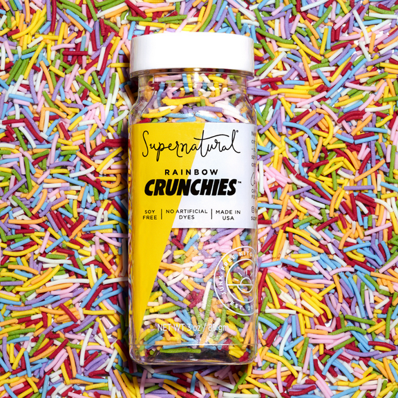 Rainbow Crunchies Natural Sprinkles by Supernatural, Made in USA, Dye Free, Vegan, 3oz