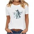 thumbnail image 1 of purcolt T-Shirts d'Halloween pour Femmes, T-Shirts Graphiques Amusants d'Été Col Rond Manches Courtes Blouses de Fête Cadeau, 1 of 7