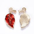 thumbnail image 2 of 10Pcs Alloy Enamel Leaf Pendants Leaf Pendant Charm Light Gold Pendant Ornament for Women Birthday Festival Elegant Gifts Personalized Jewelry 20x10x2mm Hole: 1.6mm for diy, 2 of 2
