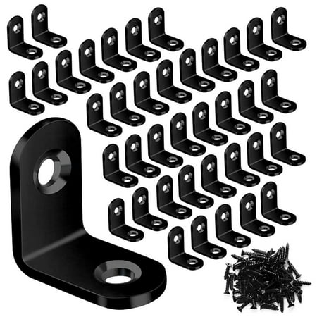 

40Pcs L Bracket Angle Bracket Set L Bracket for Wooden Furniture with 80 Screws