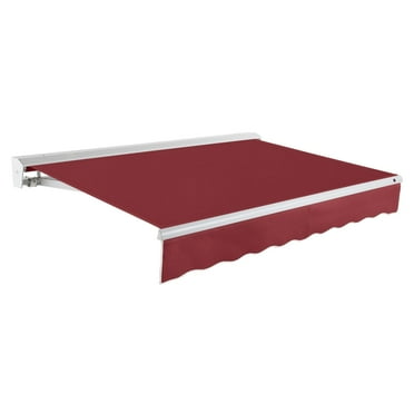 Awntech 10 Ft Destin Manual Heavy Duty Patio Retractable Awning with Protective Hood (120in x 10.38in x 96in), Burgundy