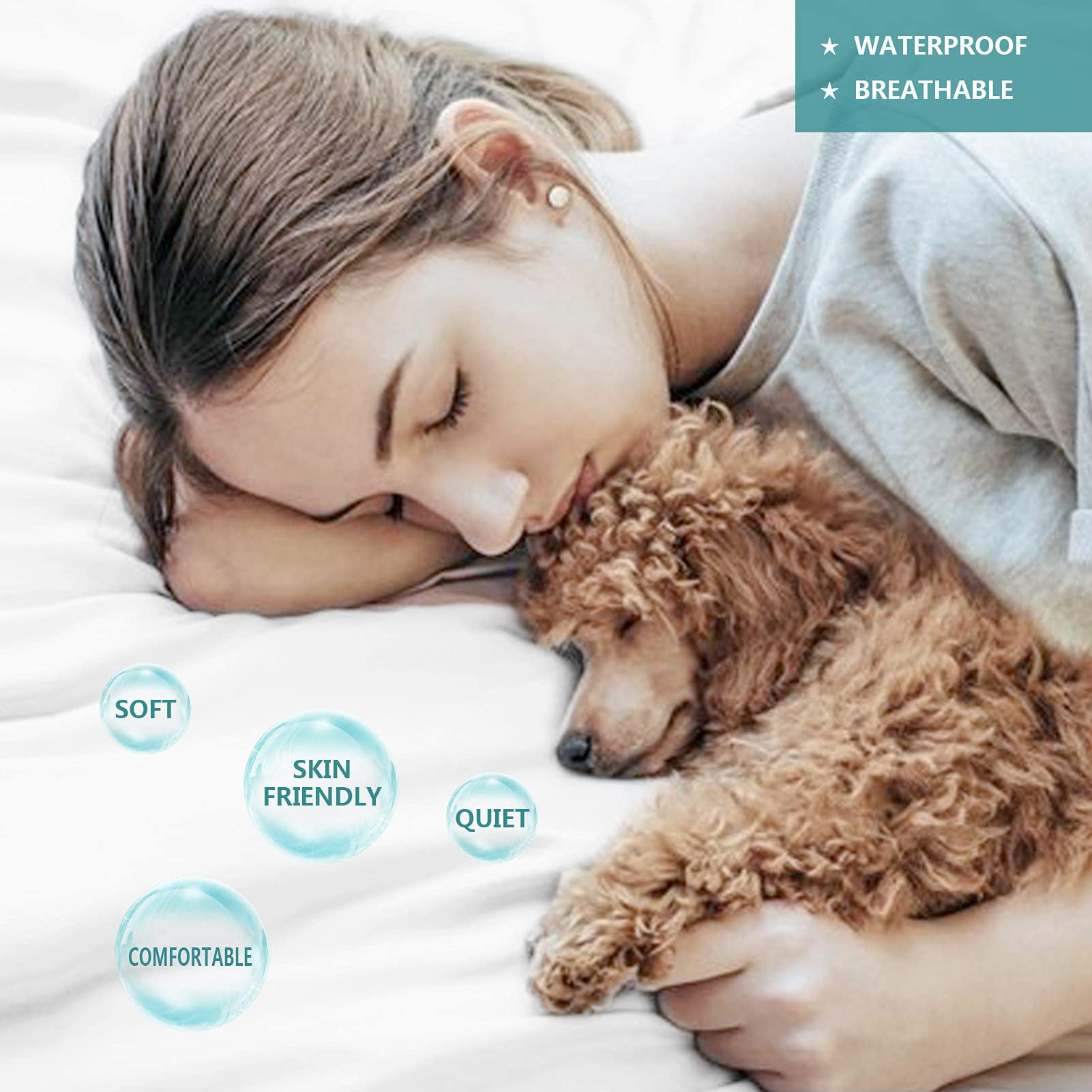 Full Size Mattress Cover，Soft Breathable Waterproof Noiseless Bed Bug Mattress Protector Cover for Deep 6-14" Pad，1 Pack