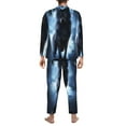 thumbnail image 5 of Kll Night Scene Of Wolves Sleepwear Mens Flannel Pajamas,Long Cotton Pj Set, 5 of 9