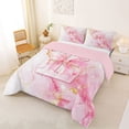 thumbnail image 2 of Manfei 3D Cartoon Bow Print Full Size Comforter Sets,White Pink Monogrammed E Bedding Comforter Set,Pink Reversible,3-Piece,1 Comforter and 2 Pillowcases, 2 of 7