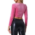 thumbnail image 3 of INSPIRE CHIC Women's Costum Velvet Square Neck Drawstring Puff Long Sleeve Crop Top XL Hot Pink, 3 of 6