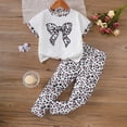 thumbnail image 2 of WUANDIXFA Girls Pajamas Set 2 Piece Cute Print Sleepwear Short Sleeve Tee Top & Pants Comfortable PJs for Kids 5-12 Years (White, 6 Years), 2 of 8
