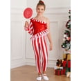 thumbnail image 4 of YEAHDOR Kids Girls Candy Cane Dance Bodysuit Xmas Holiday Santa Claus Costume One Shoulder Jumpsuit Unitard Red 6, 4 of 7