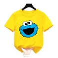 thumbnail image 3 of Bonitas camisetas de algodón con dibujos animados para niños, camisetas de manga corta con diseño de Barrio Sésamo, camisetas divertidas de verano para bebés y niñas, ropa para niños, 3 of 5