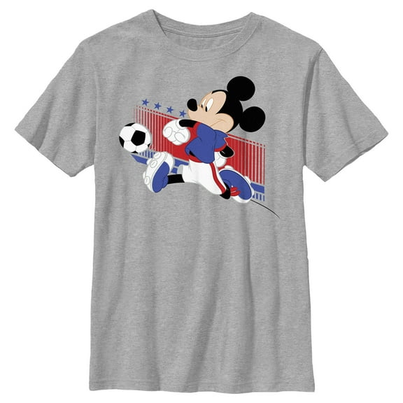 Boy's Mickey & Friends Mickey Mouse Soccer USA Graphic Tee Athletic Heather X Large