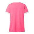 thumbnail image 4 of MIXUE Boho Tops For Women Summer Solid Color V Neck Short Sleeve Casual Basic Pullover Shirts For Women Tee Shirts Sportswear,Pink,L, 4 of 5