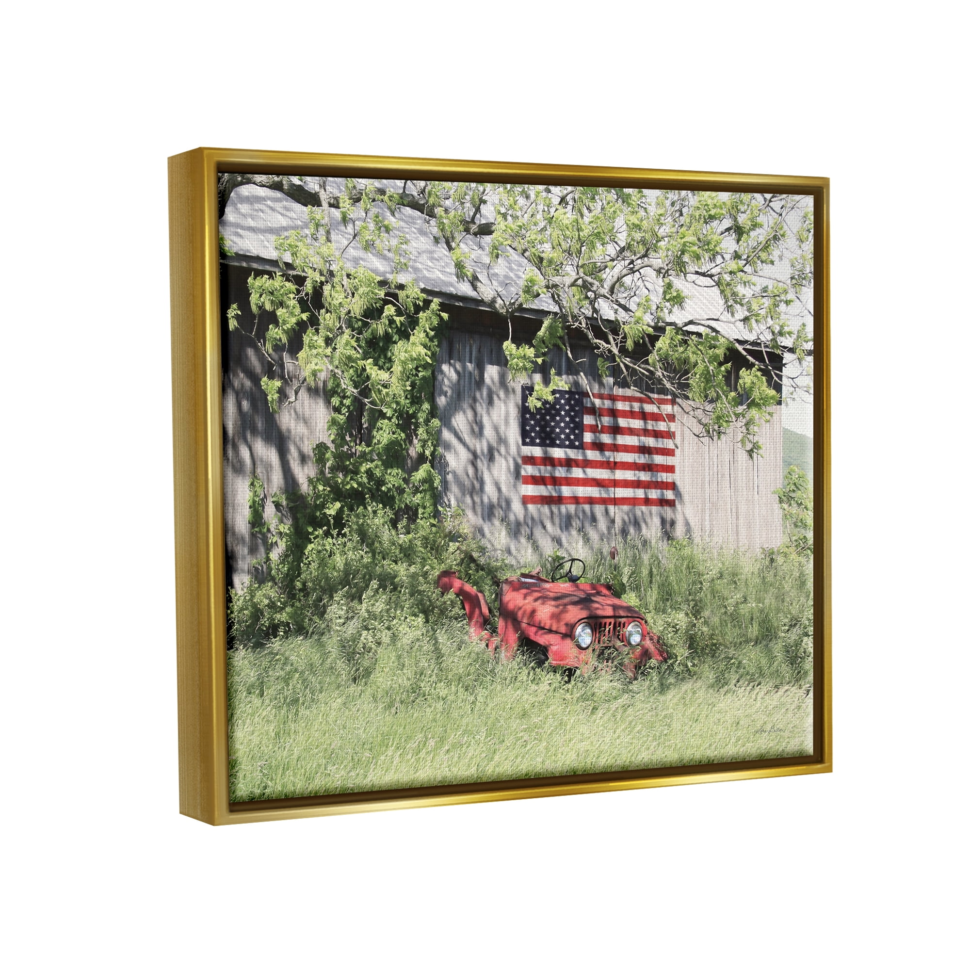 Stupell Americana Lush Country Greenery Landscape Photography Gold Floater Framed Art Print Wall Art