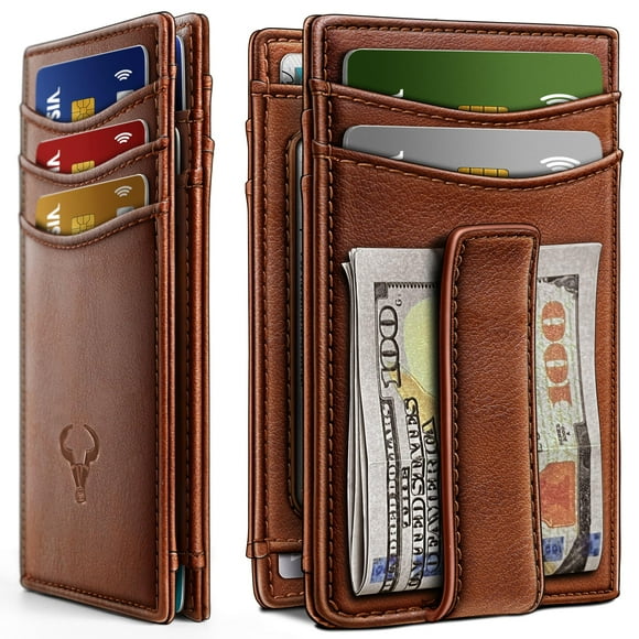 Billetera BULLIANT con cierre magnético de cuero genuino RFID para hombre