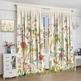 thumbnail image 4 of Floral Curtains, Retro Colored Birds Wild Flowers Herbs Nature Theme Pattern, Bedroom Living Room Blackout Curtains 2 Panel Set,52X84 Inch, 4 of 6