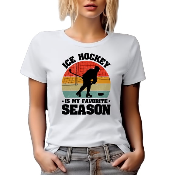 Retro Ice Hockey Is My Favorite Season, Winter Sports Themed, White T-Shirt, Small
