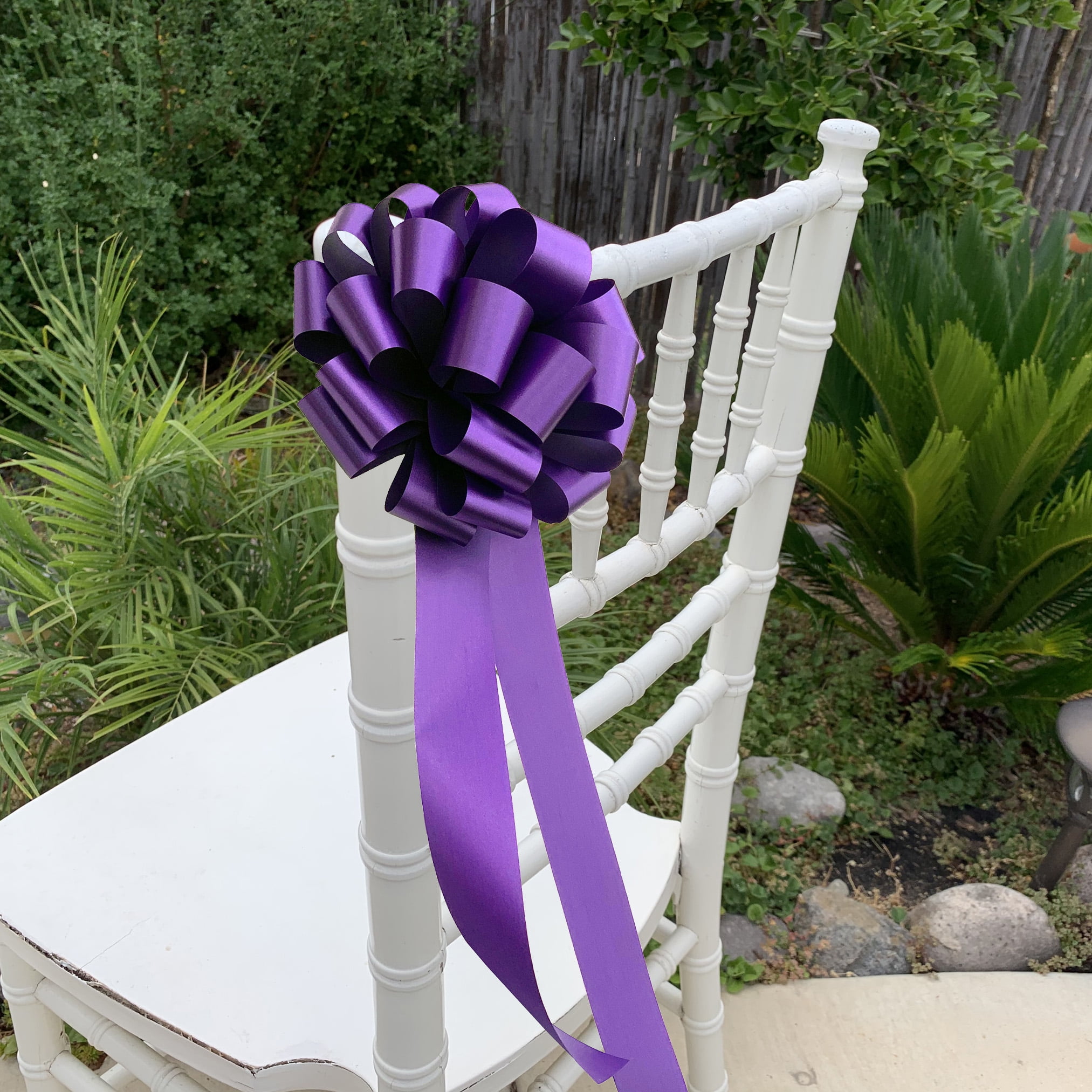 Big Decorative Purple Ribbon Pull Bows with Tails - 9" Wide, Set of 6, Christmas, Easter, Cancer Awareness, Fundraiser, Memorial