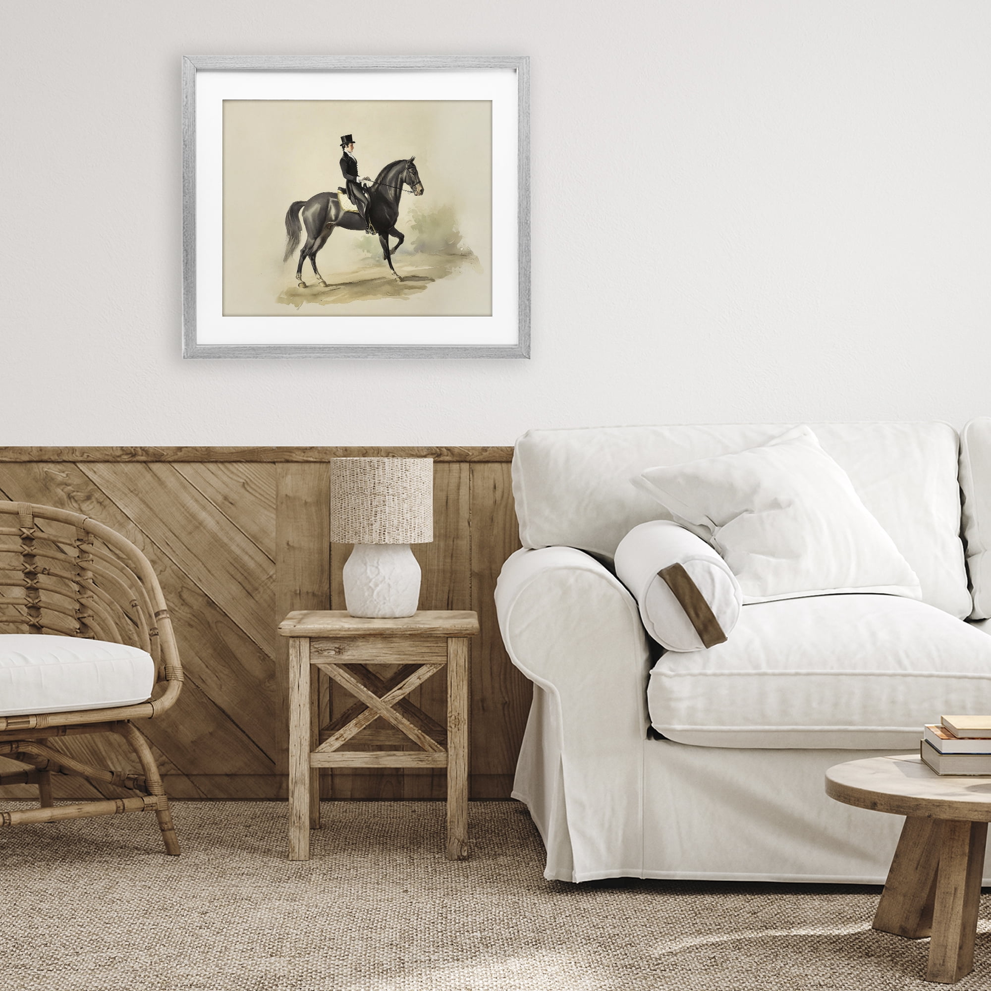Stupell Industries Gentleman On A Horse Gray Framed Print Under Glass, design by Sisi and Seb