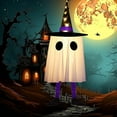 thumbnail image 4 of DAMAI Halloween Hanging Ghosts Decorations Outdoor Indoor, Spooky Glowing Ghost with Witch Hat Striped Stockings High Heels,String Lights 3 Modes Ornaments Patio Yard Front Porch Tree Party, 4 of 6